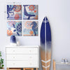 Coastal Ocean Whale Turtle Octopus Seahorse Nautical Beach Themed Canvas Art - 16" x 16"